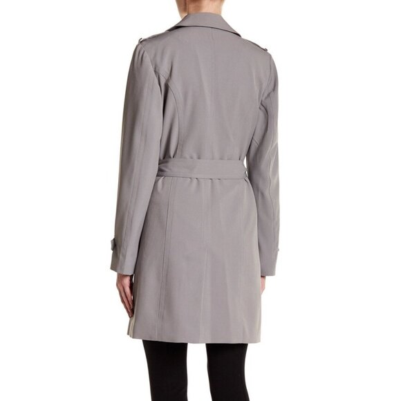Michael Kors Soft Dusty Muted Slate Steel Blue Grey Long Draped Trench Coat XS - Picture 2 of 3